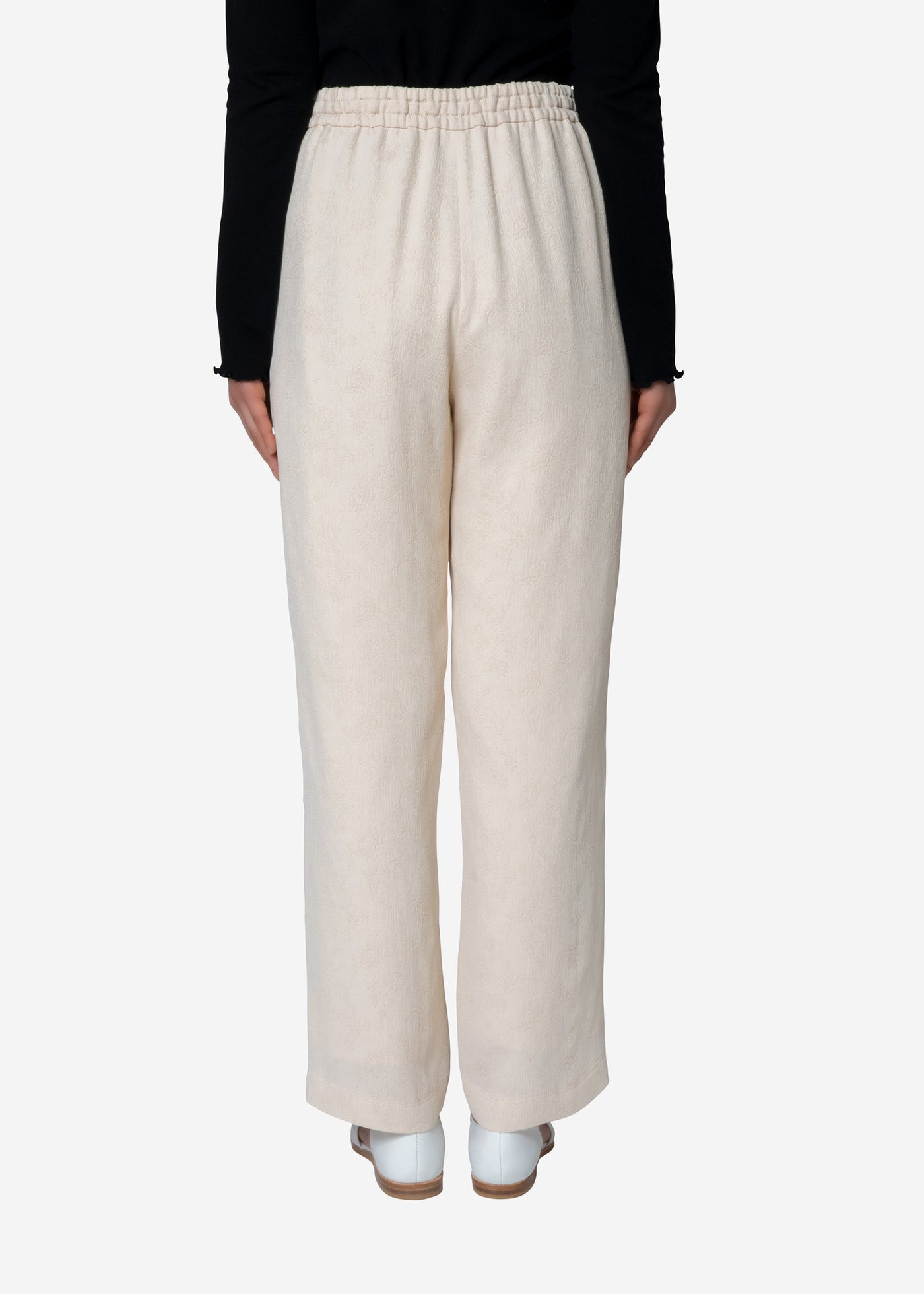 Greed International グリードフラワークレープジャガードパンツOriginal Flower Crepe Jacquard  Pants in Ivory – Greed International Official Online Shop