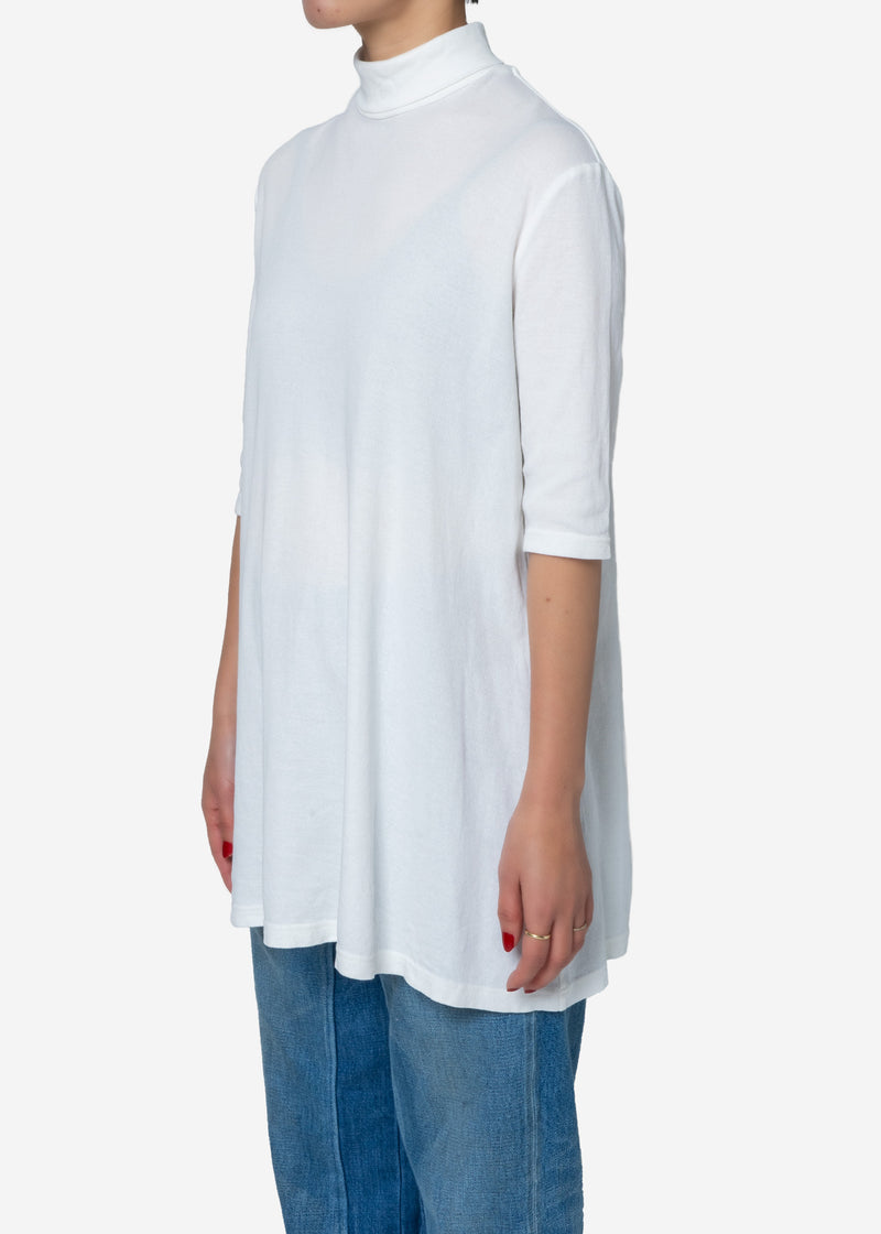 Cosmorama Smooth  High neck Long Flare Top in White