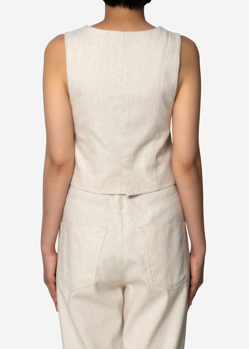 Cotton Linen Vest in Natural
