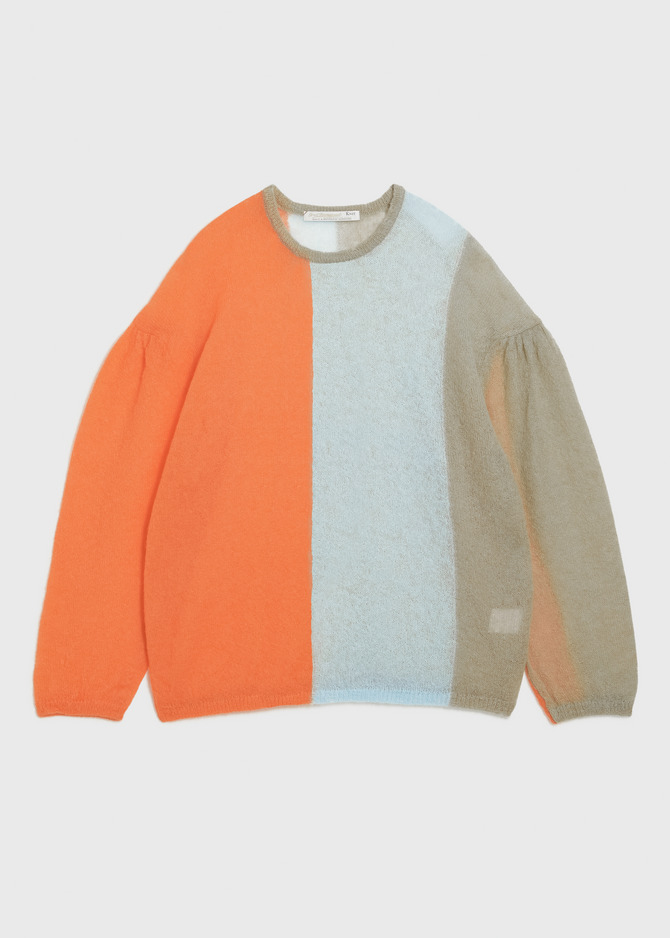 Damage Hole Mohair Stripe Long Sweater