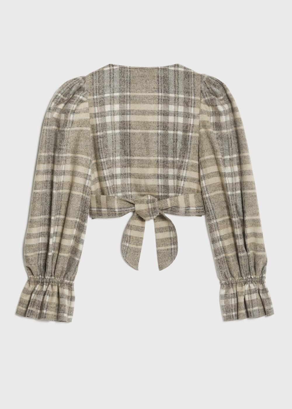 Shaggy Check Frill Blouse 詳細画像 BROWN MIX 2