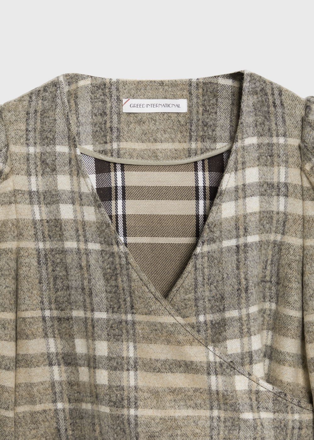 Shaggy Check Frill Blouse 詳細画像 BROWN MIX 3