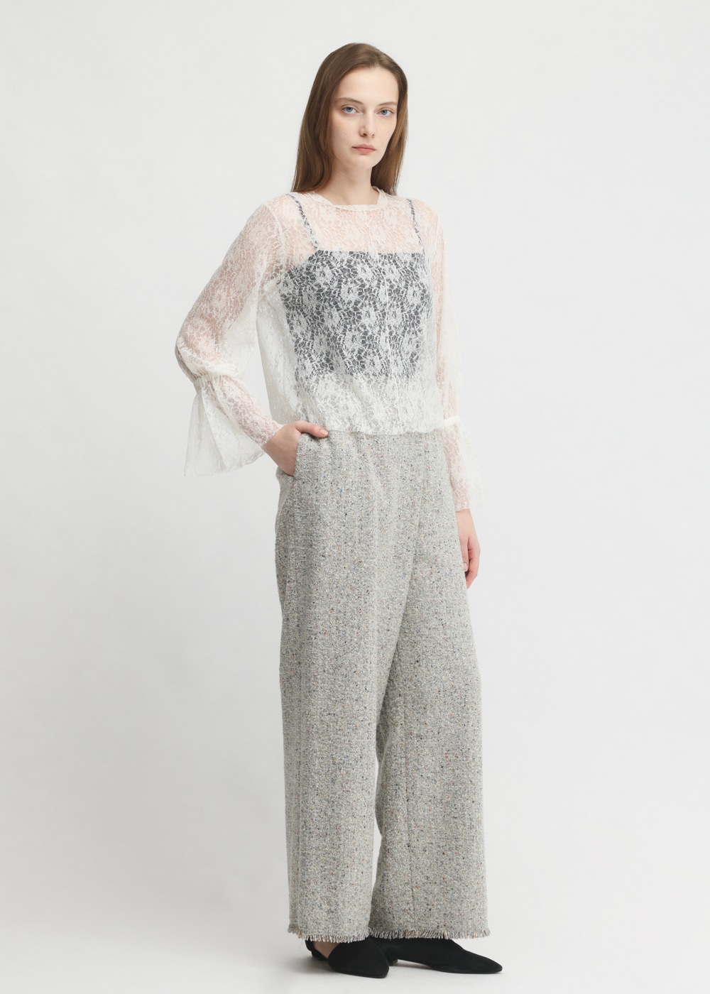 Wool Lace Flare Top 詳細画像 OFF WHITE 2