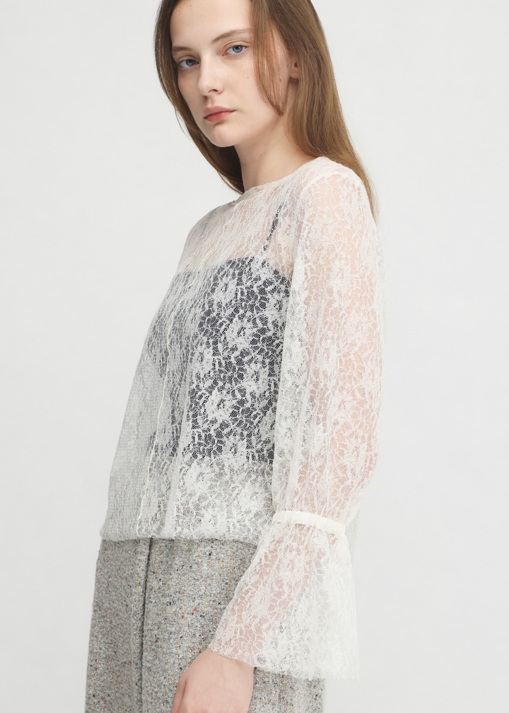 Wool Lace Flare Top 詳細画像 OFF WHITE 4