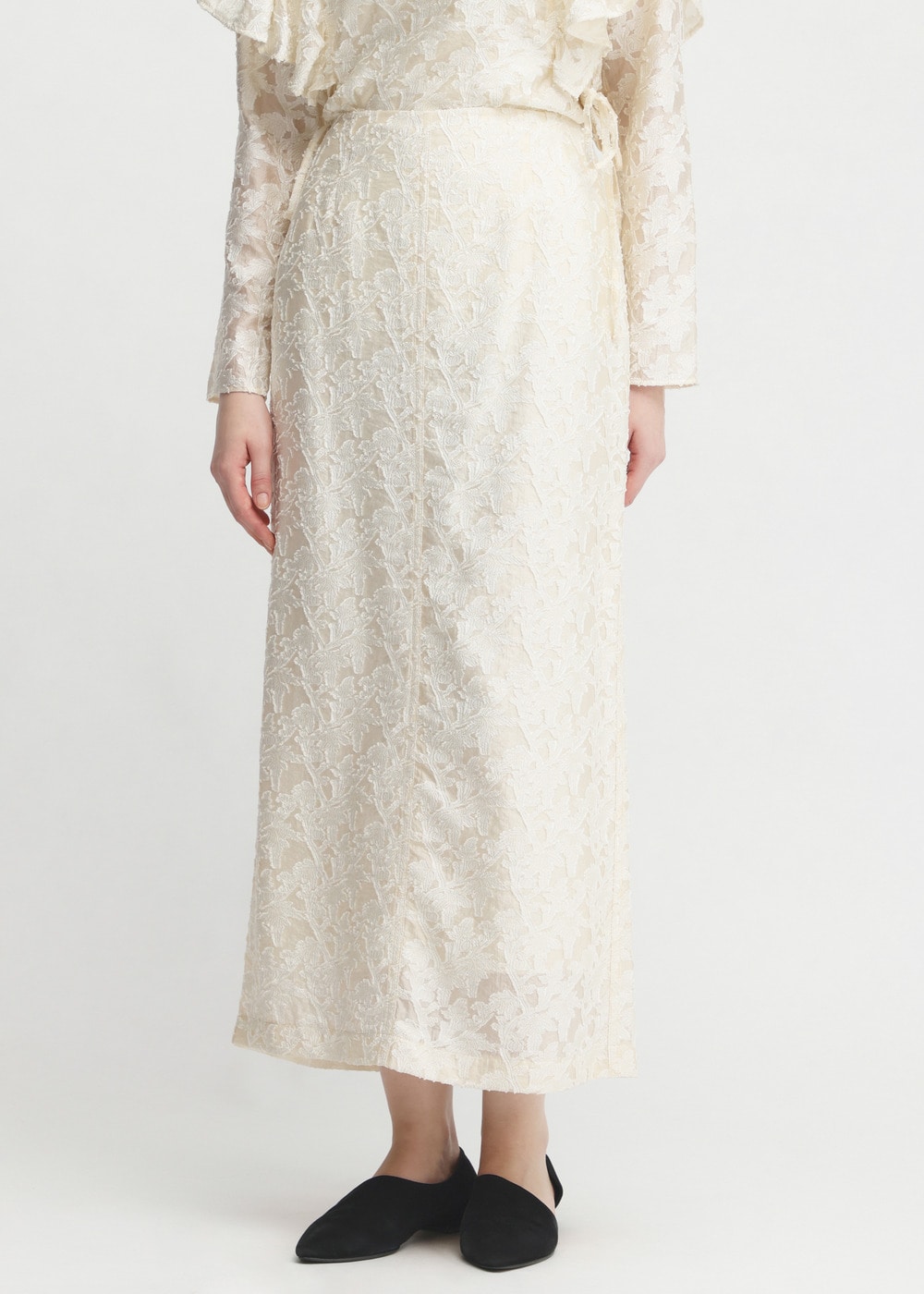 Shiny Flower Jacquard Skirt 詳細画像 IVORY 4