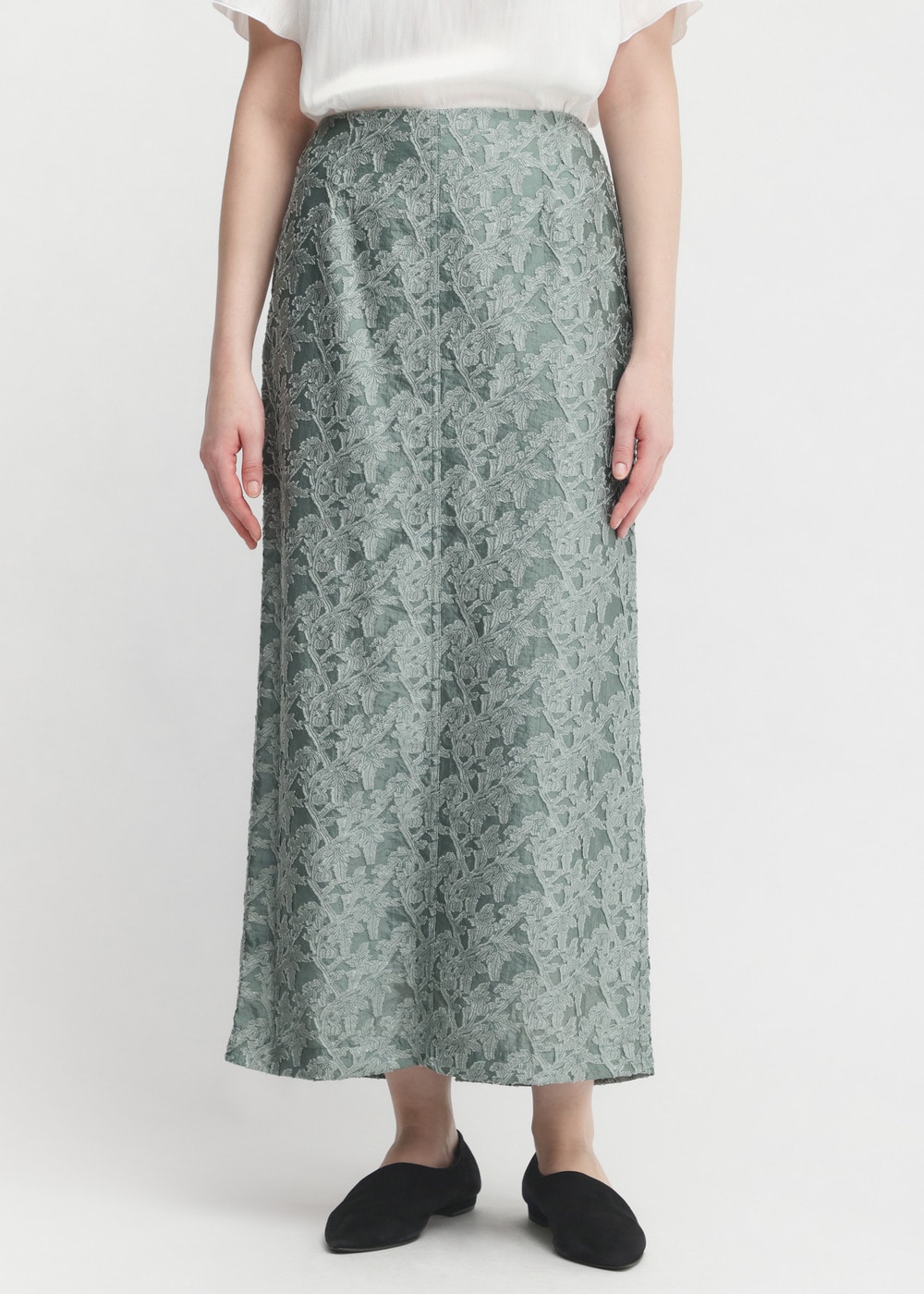 Shiny Flower Jacquard Skirt 詳細画像 OLIVE 3