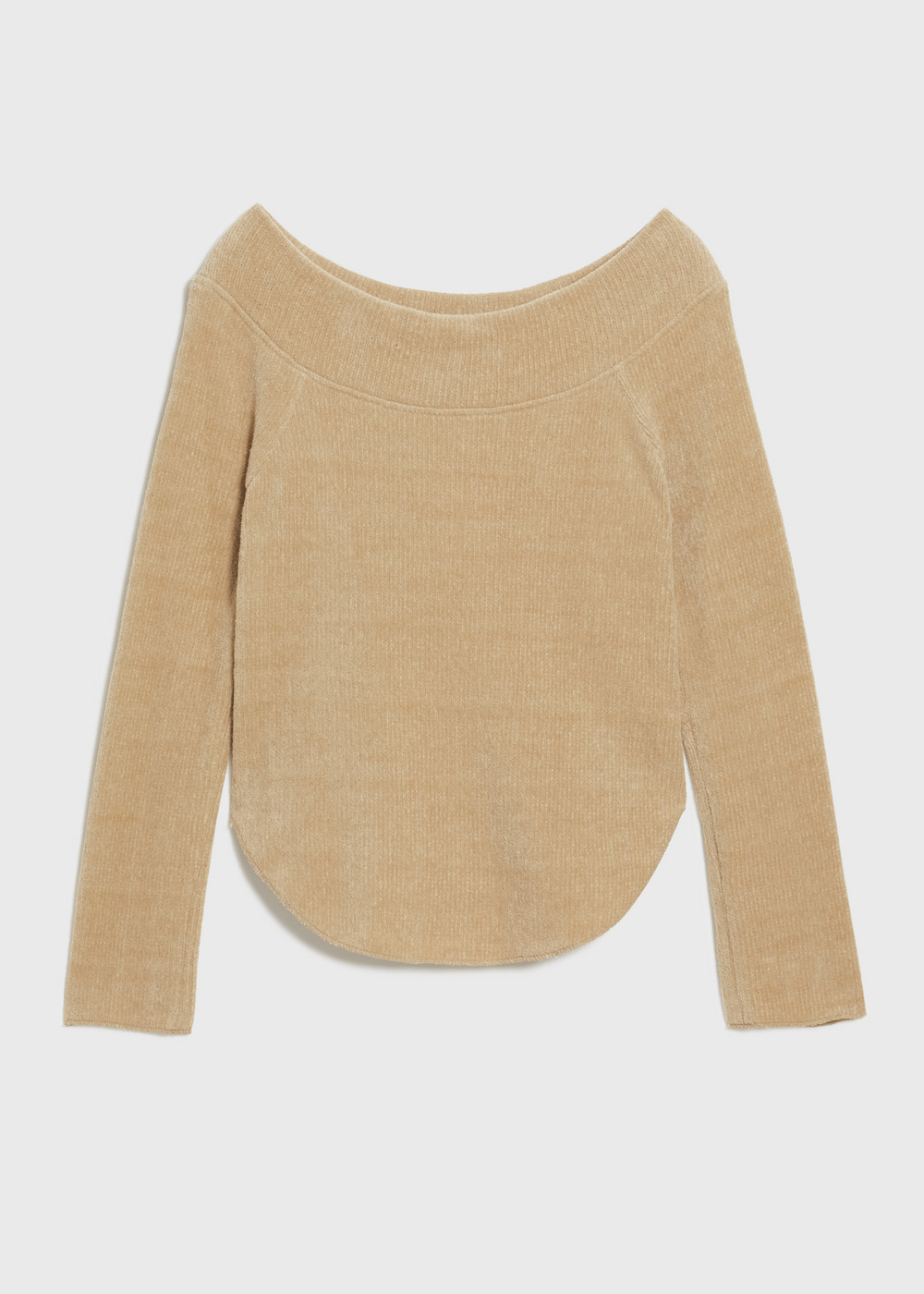 Chenille yarn Plain Stitch Boat Neck Top 詳細画像 BEIGE 1