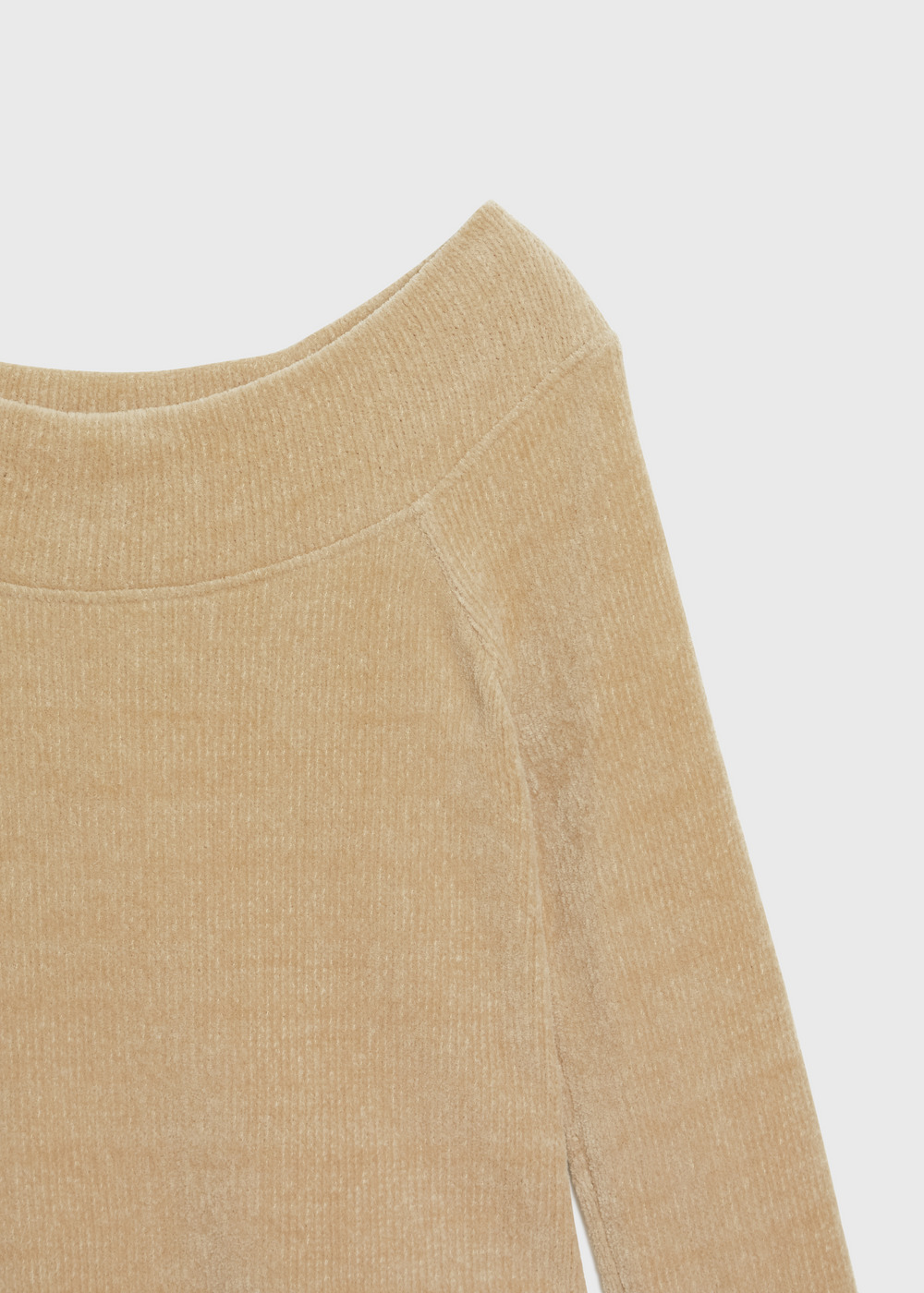 Chenille yarn Plain Stitch Boat Neck Top 詳細画像 BEIGE 3