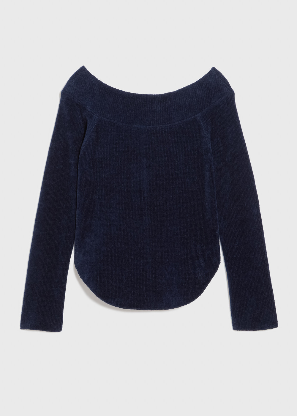 Chenille yarn Plain Stitch Boat Neck Top 詳細画像 NAVY 2