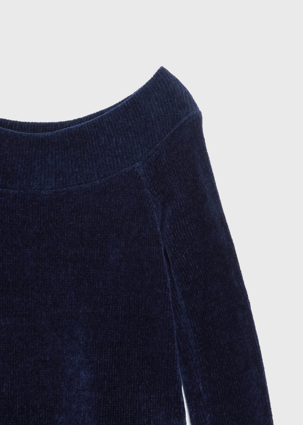 Chenille yarn Plain Stitch Boat Neck Top 詳細画像 NAVY 3