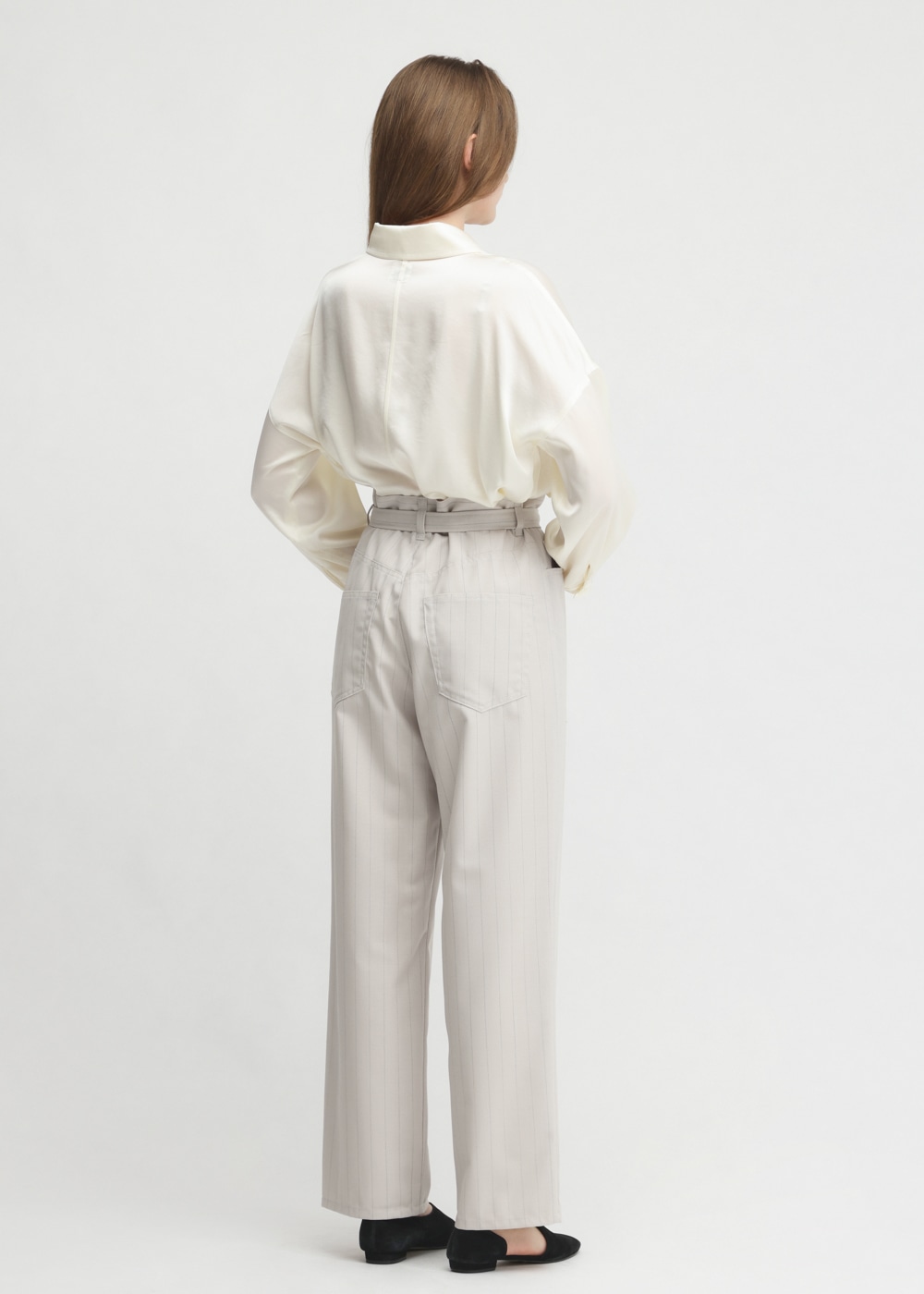 Wool Strong twist yarn Stripe Pants 詳細画像 IVORY 3