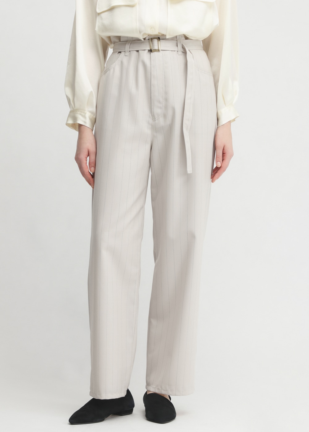 Wool Strong twist yarn Stripe Pants 詳細画像 IVORY 4