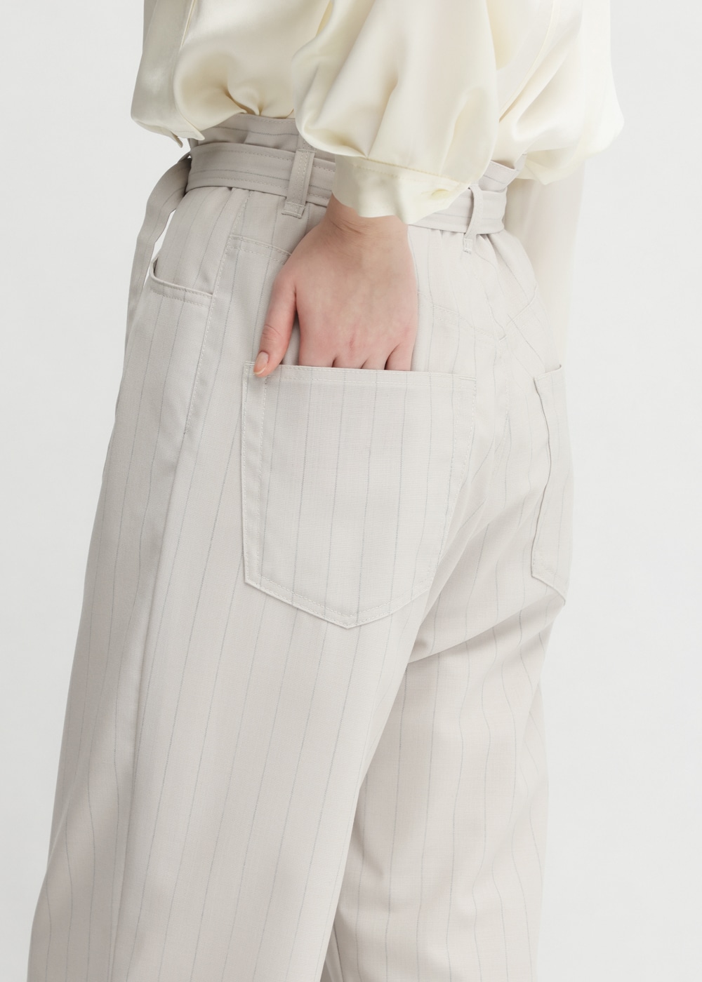 Wool Strong twist yarn Stripe Pants 詳細画像 IVORY 5