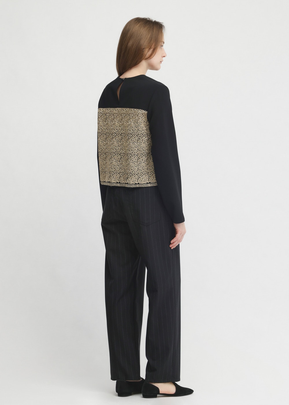 Wool Strong twist yarn Stripe Pants 詳細画像 BLACK 2