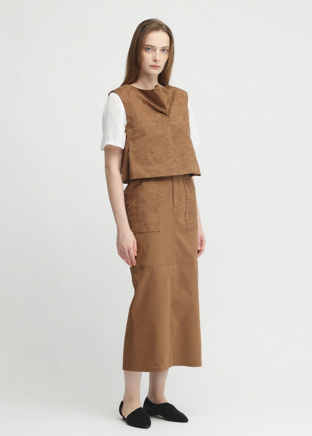 Suede embroidery skirt 詳細画像 BROWN 1