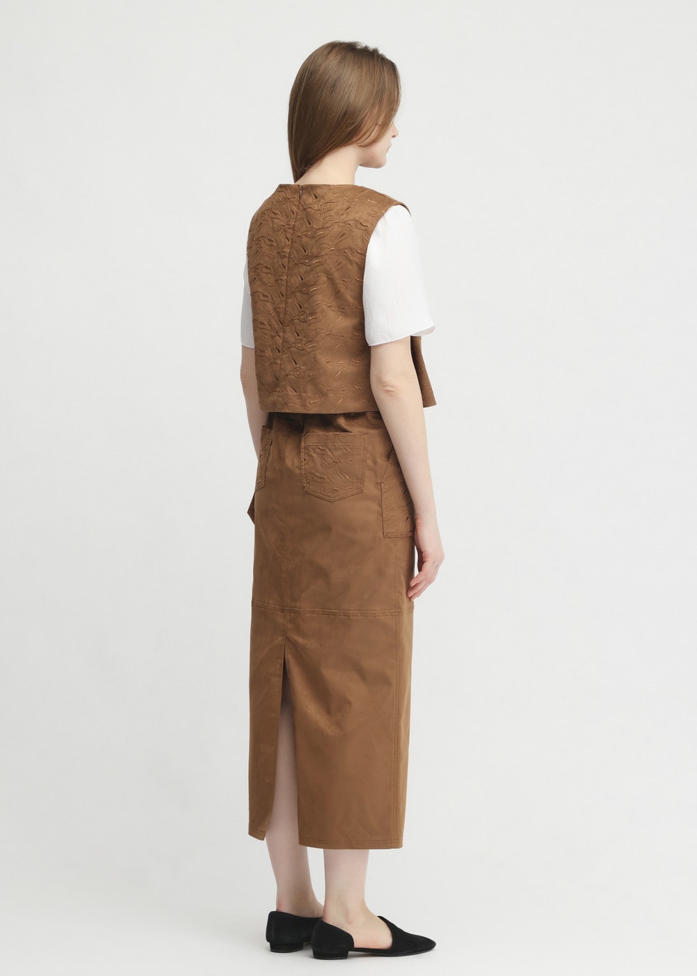 Suede embroidery skirt 詳細画像 BROWN 2