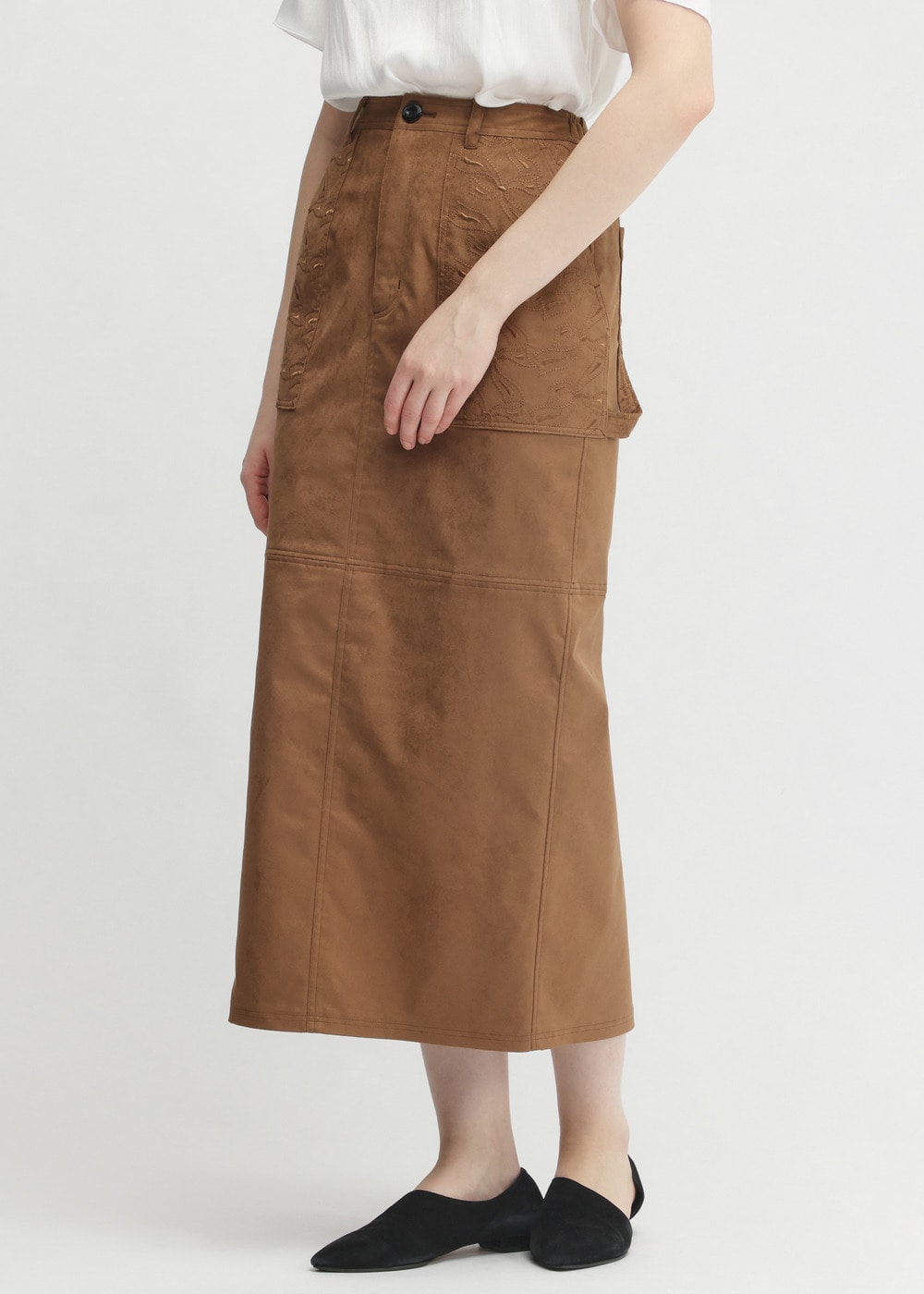 Suede embroidery skirt 詳細画像 BROWN 3