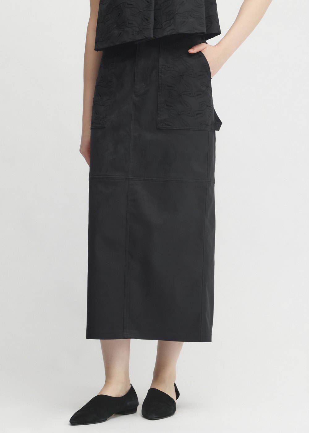 Suede embroidery skirt 詳細画像 BLACK 4