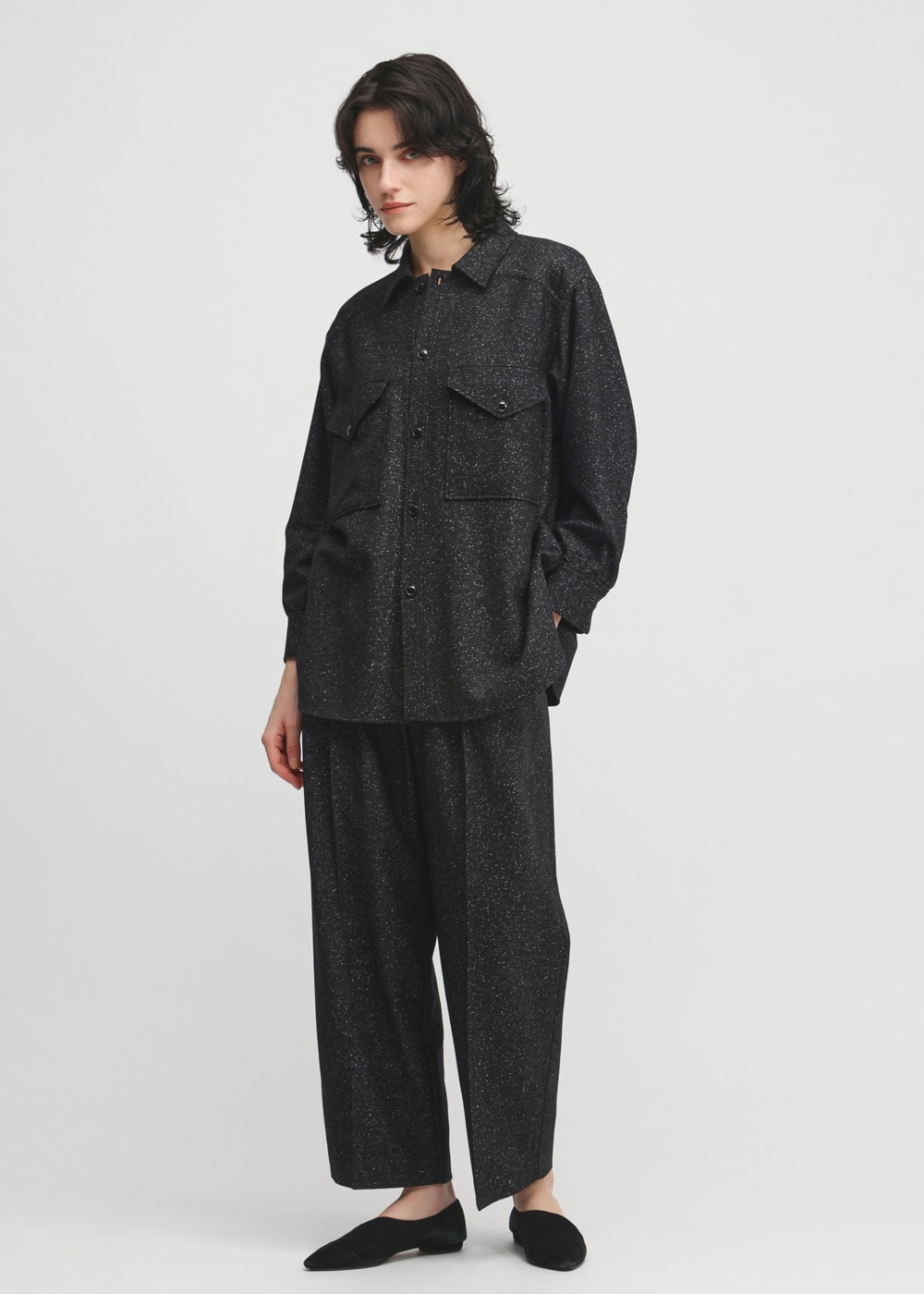 Lush Mist Tweed Shirts 詳細画像 BLACK 1