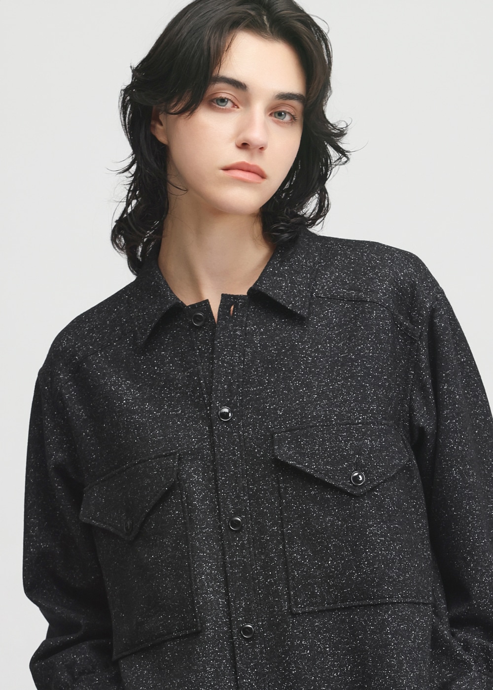 Lush Mist Tweed Shirts 詳細画像 BLACK 5