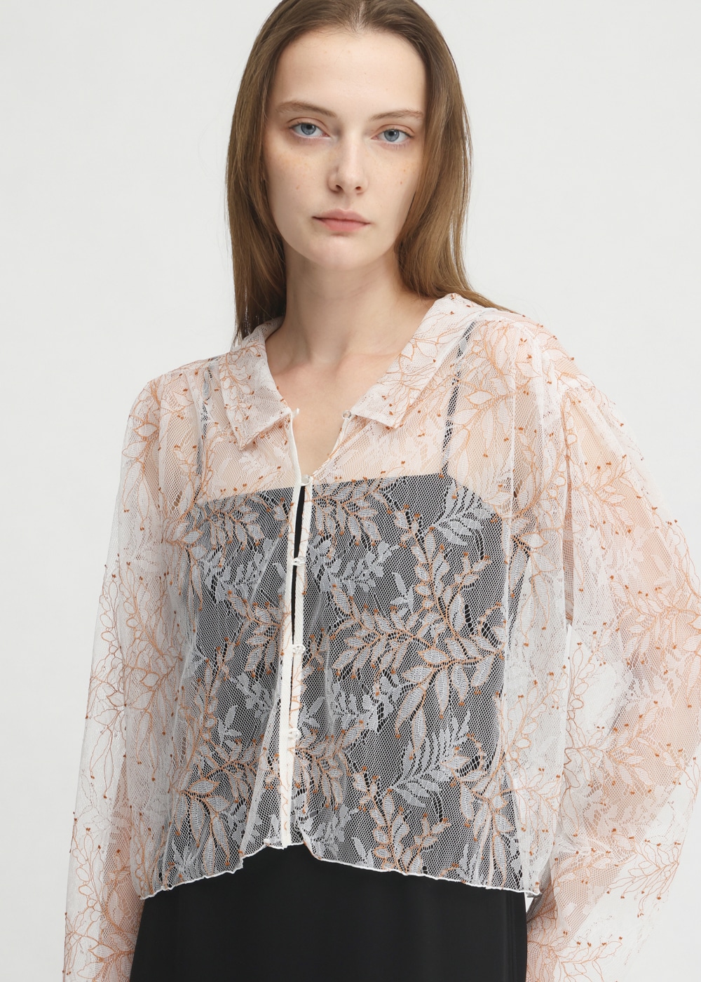 Dual Color Cord Lace Blouse 詳細画像 WHITE 4