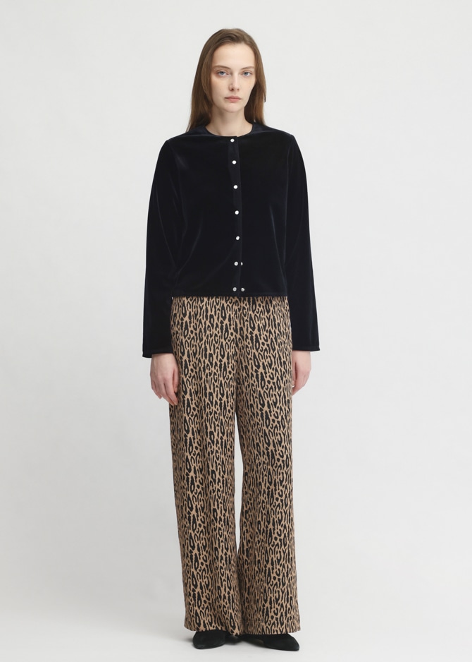 Leopard Jacquard Flare Pants