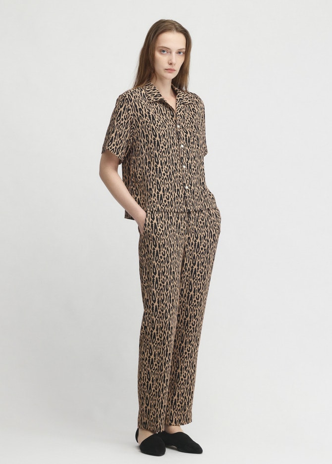 Leopard Jacquard Cropped Pants