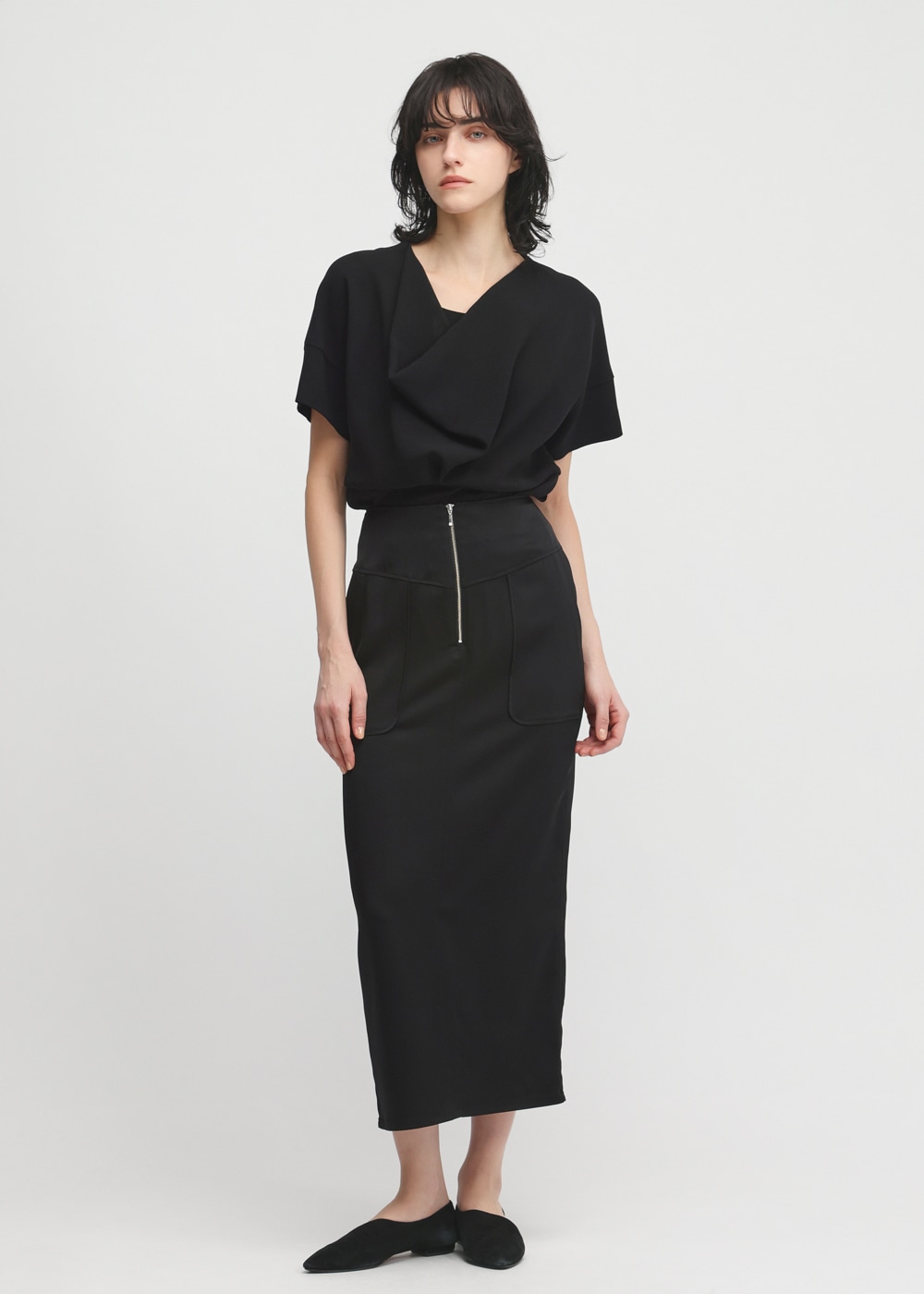 Double Satin Grace Skirt 詳細画像 BLACK 2