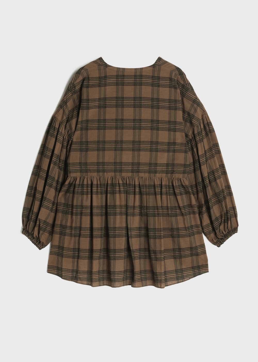 Exclusive Check Gather Blouse  詳細画像 BROWN MIX 2