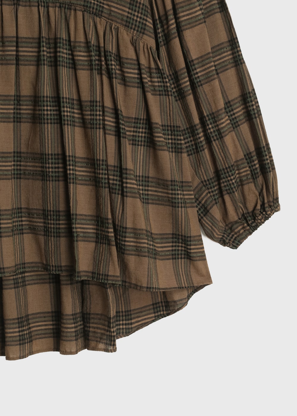 Exclusive Check Gather Blouse  詳細画像 BROWN MIX 4