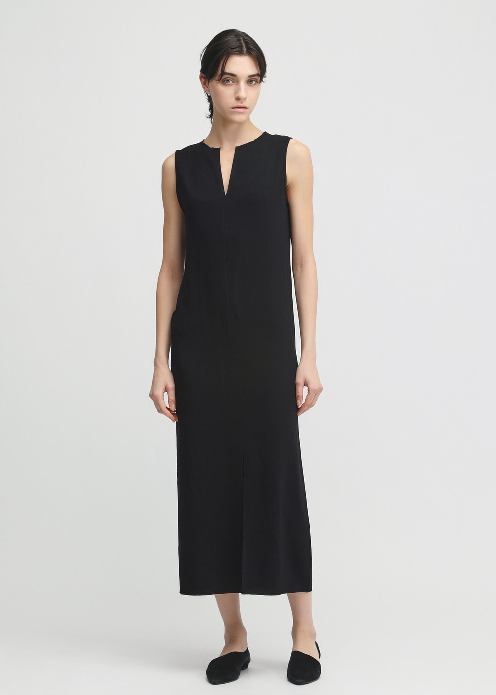 Dry Stretch Georgette Sleeveless Dress 詳細画像 BLACK 1