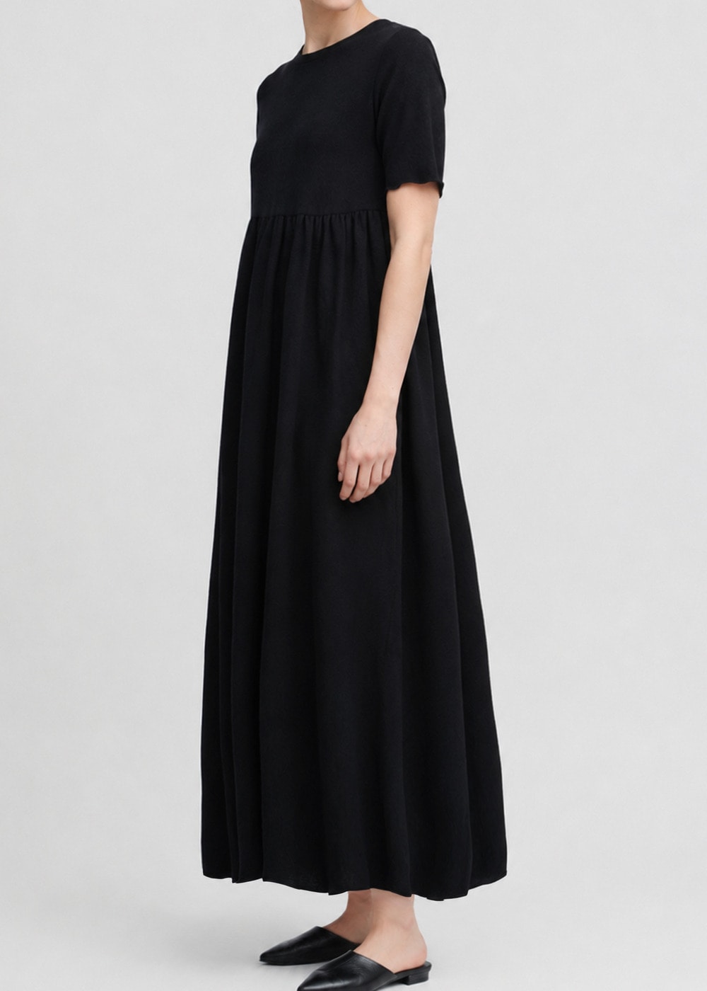 Dry Stretch Georgette Gather Dress 詳細画像 BLACK 4