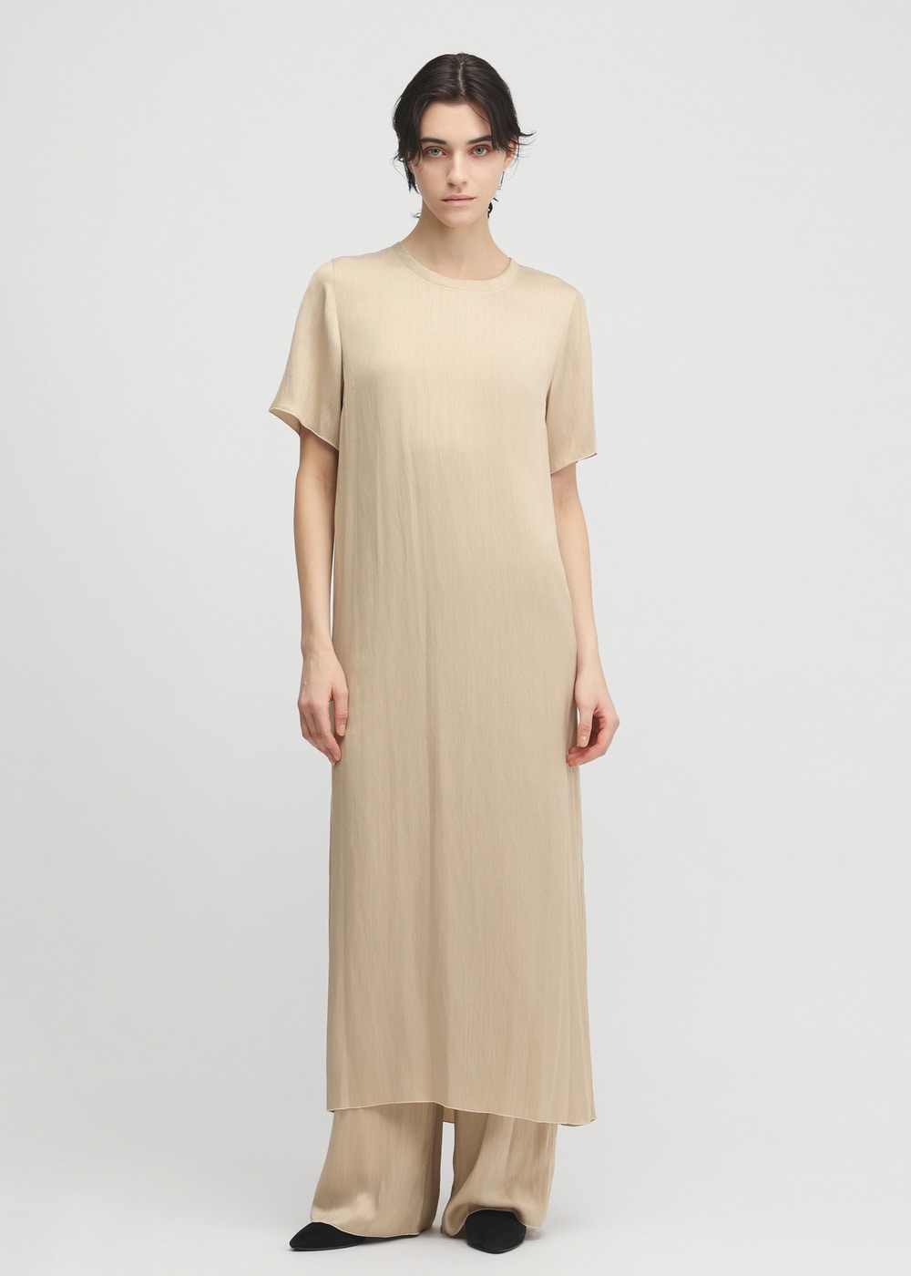 Tumbler Finishing Satin Tee Dress 詳細画像 BEIGE 1