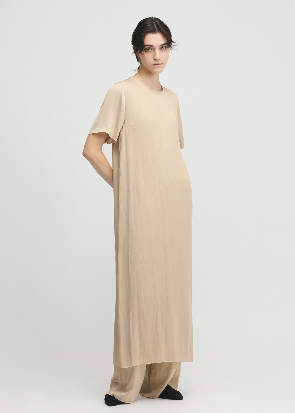 Tumbler Finishing Satin Tee Dress 詳細画像 BEIGE 2