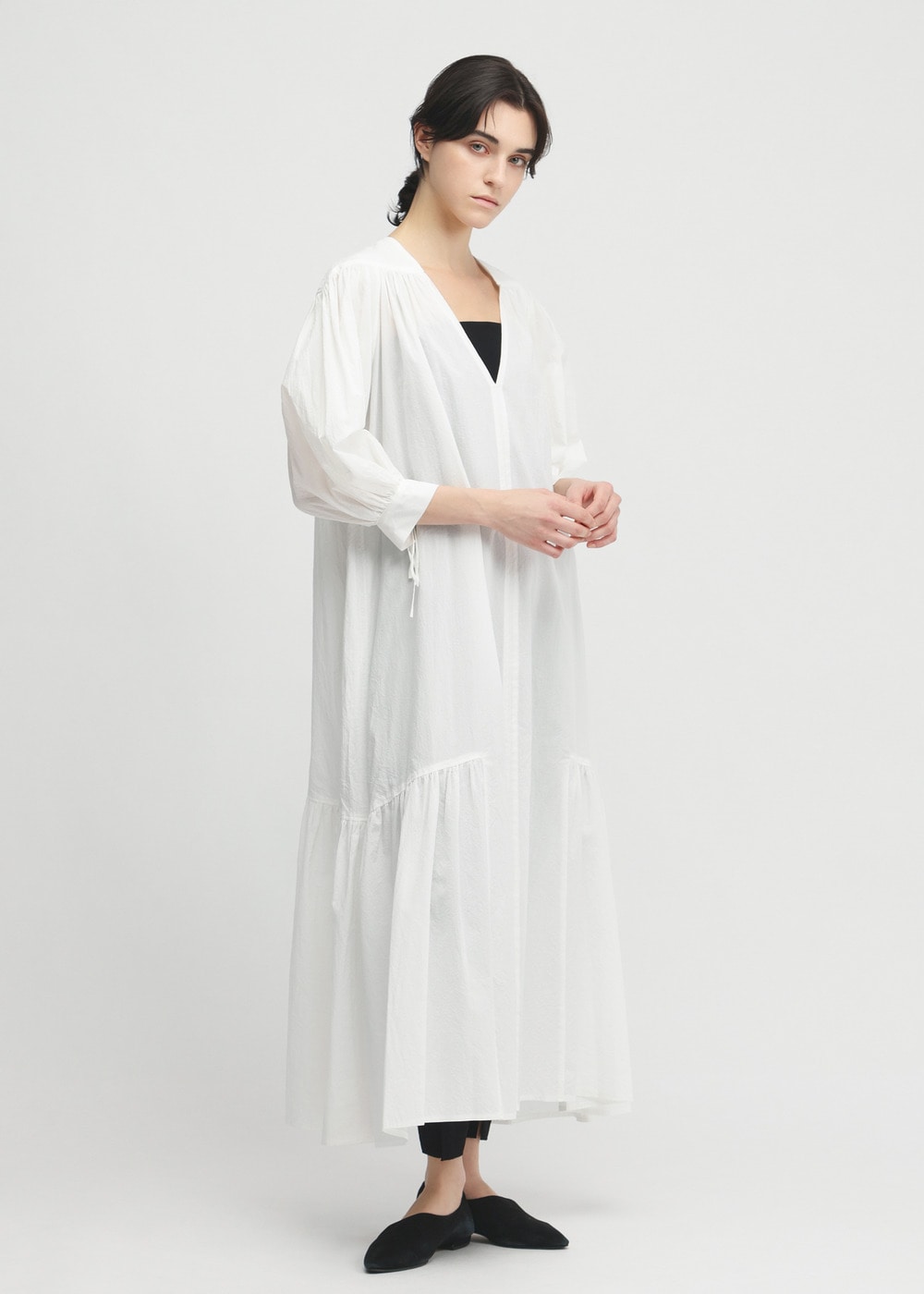 Cordlane Natural Sun-dried Wash Puff Dress 詳細画像 WHITE 2