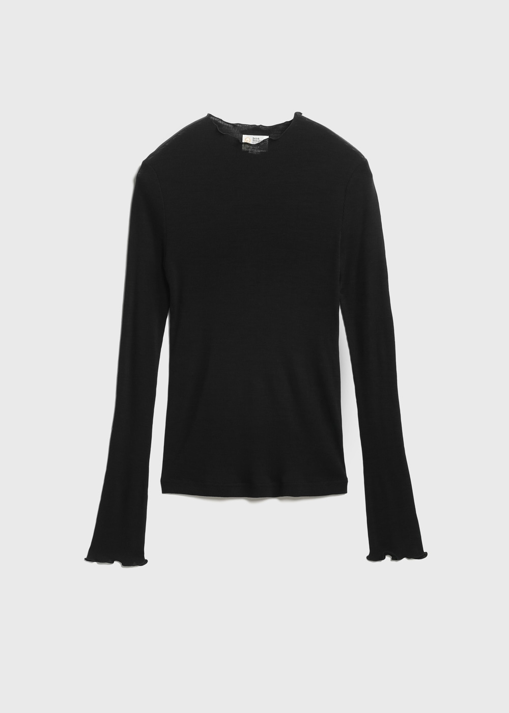 Cosmorama Wool Slim Crew Neck Top  詳細画像 BLACK 1