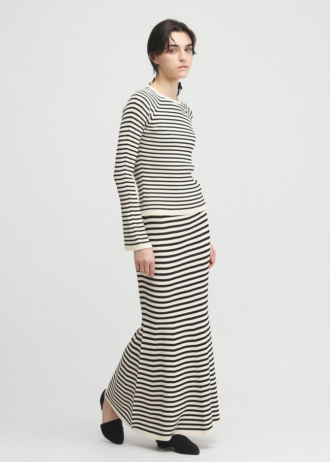 Flure Stretch Stripe Knit Mermaid Skirt