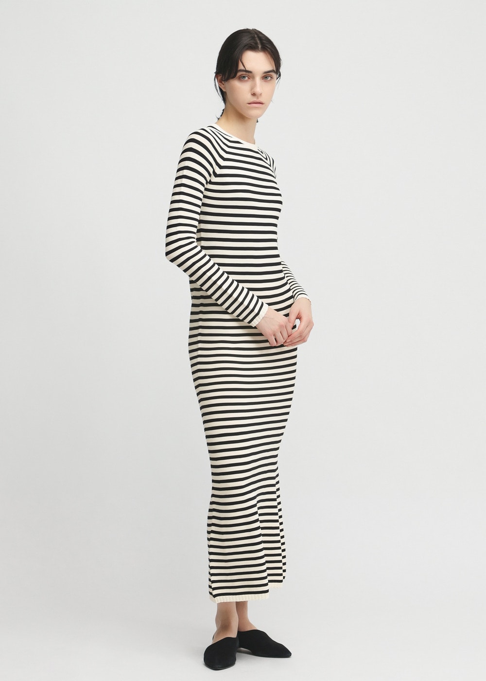 Flure Stretch Stripe Knit Mermaid Dress 詳細画像 BLACK MIX 1