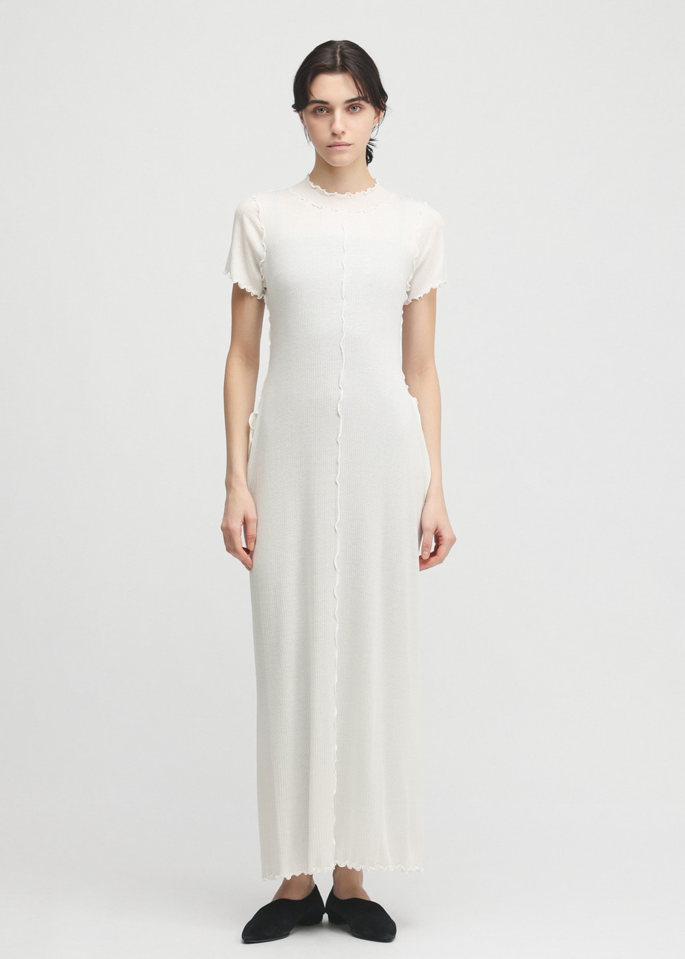 Tencel Solo Rib Dress 詳細画像 WHITE 1