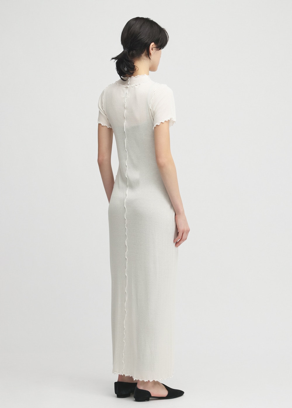 Tencel Solo Rib Dress 詳細画像 WHITE 2