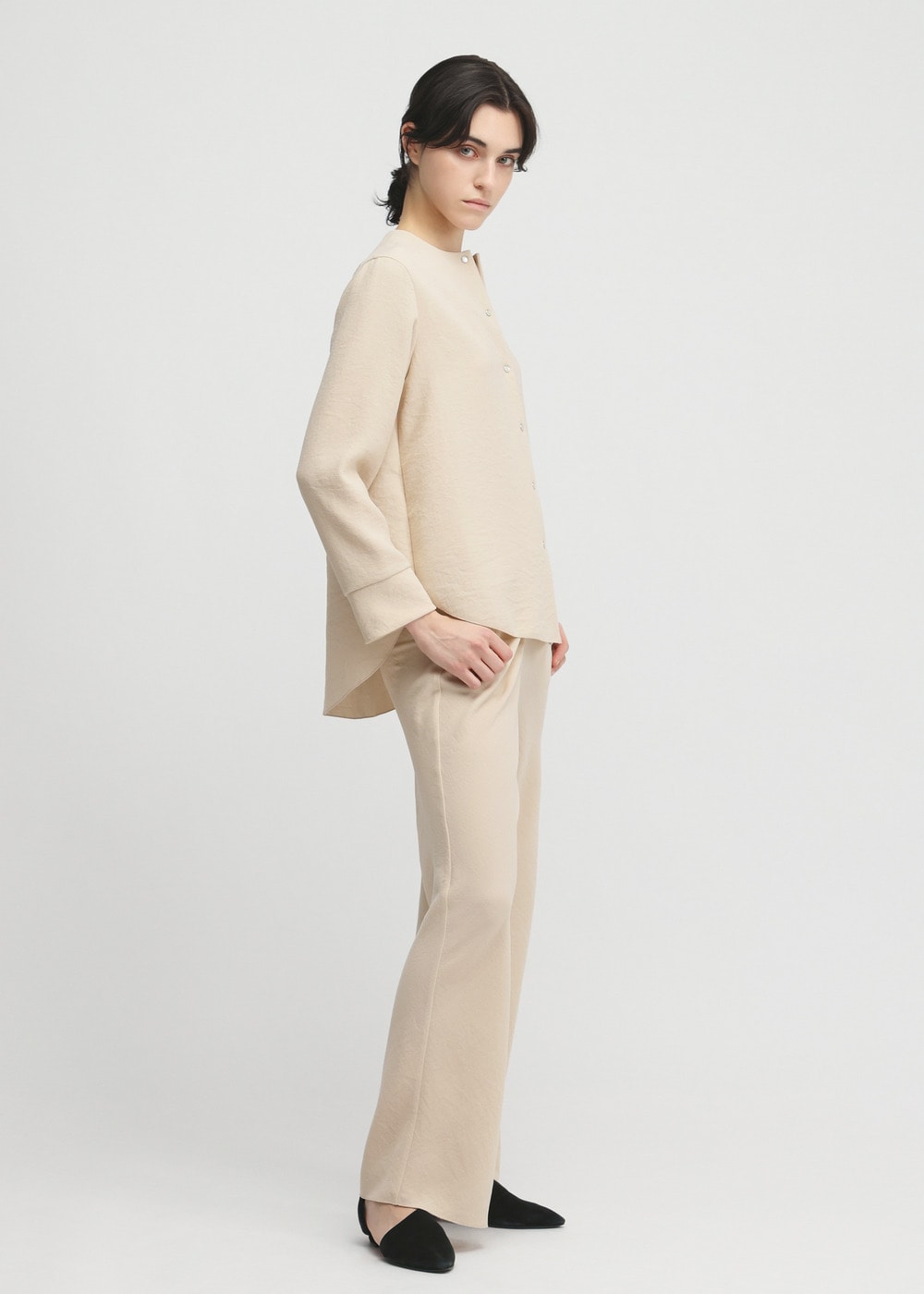 Back Satin Dry Georgette Pants 詳細画像 BEIGE 2