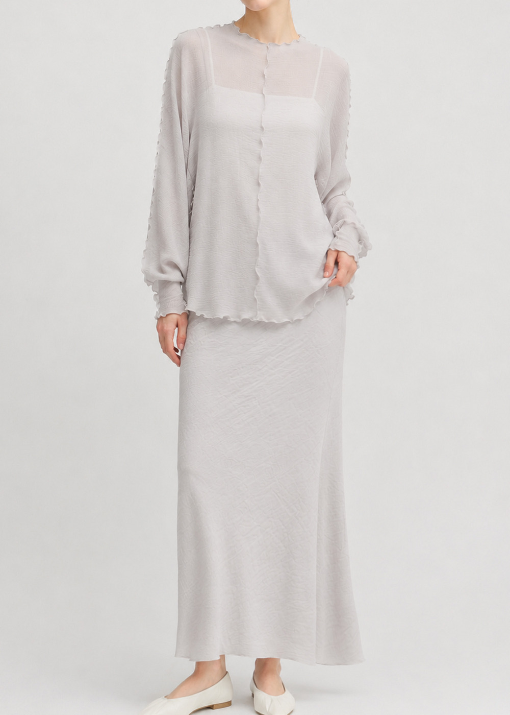 Sheer Crepe Dolman Sleeve 詳細画像 Lt GRAY 2