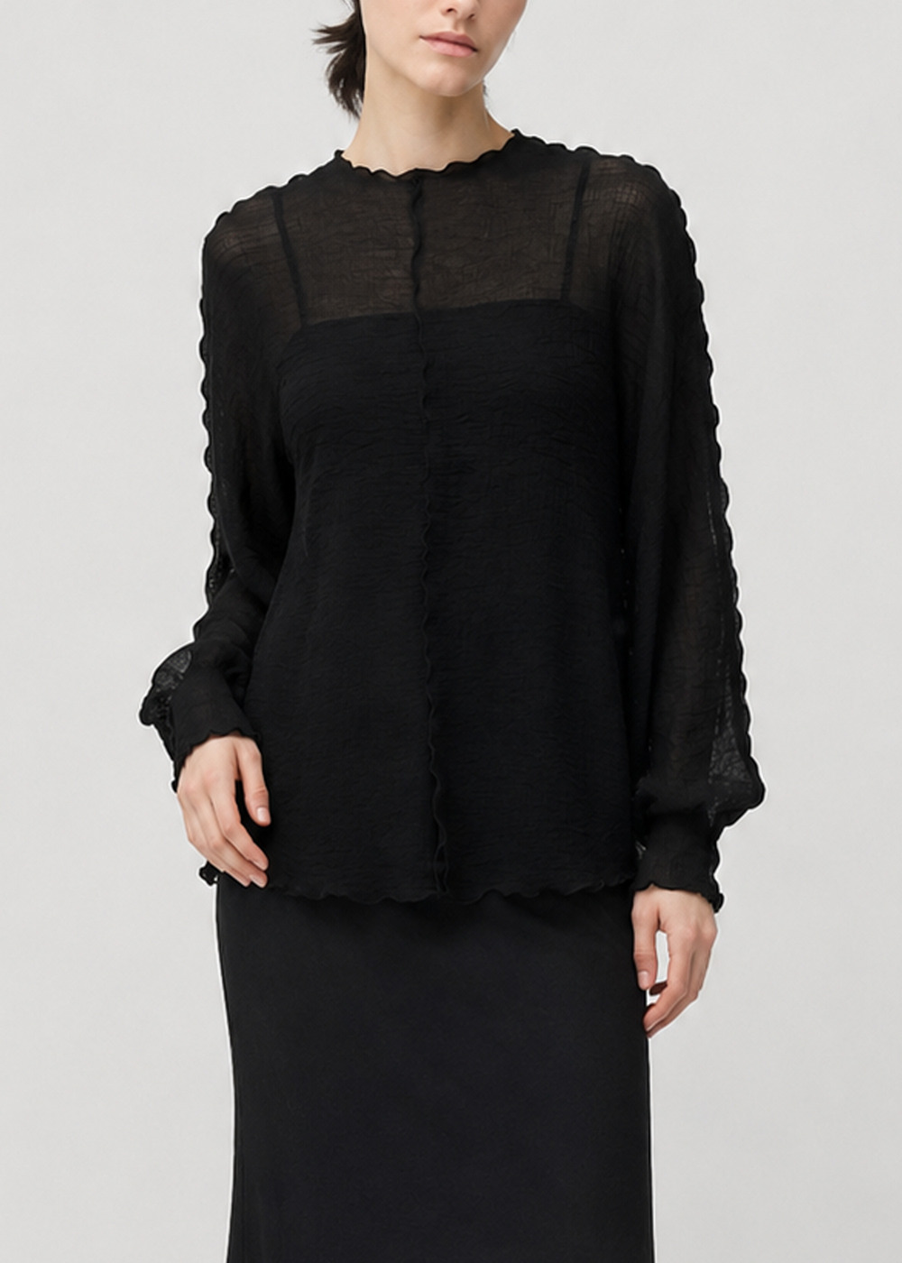 Sheer Crepe Dolman Sleeve 詳細画像 BLACK 2