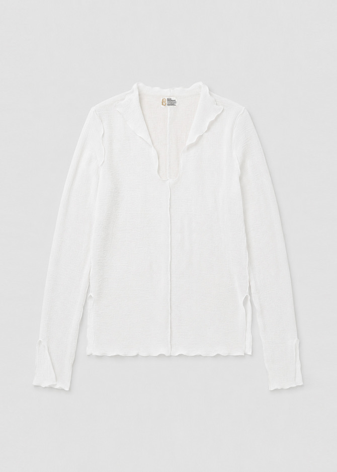 Sheer Crepe Key Neck Top