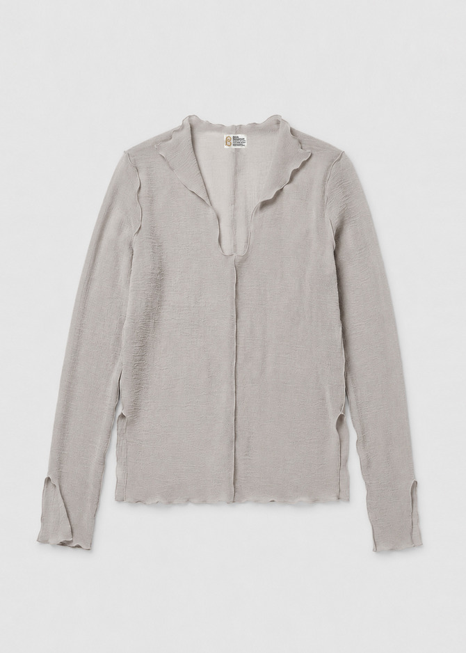 Sheer Crepe Key Neck Top