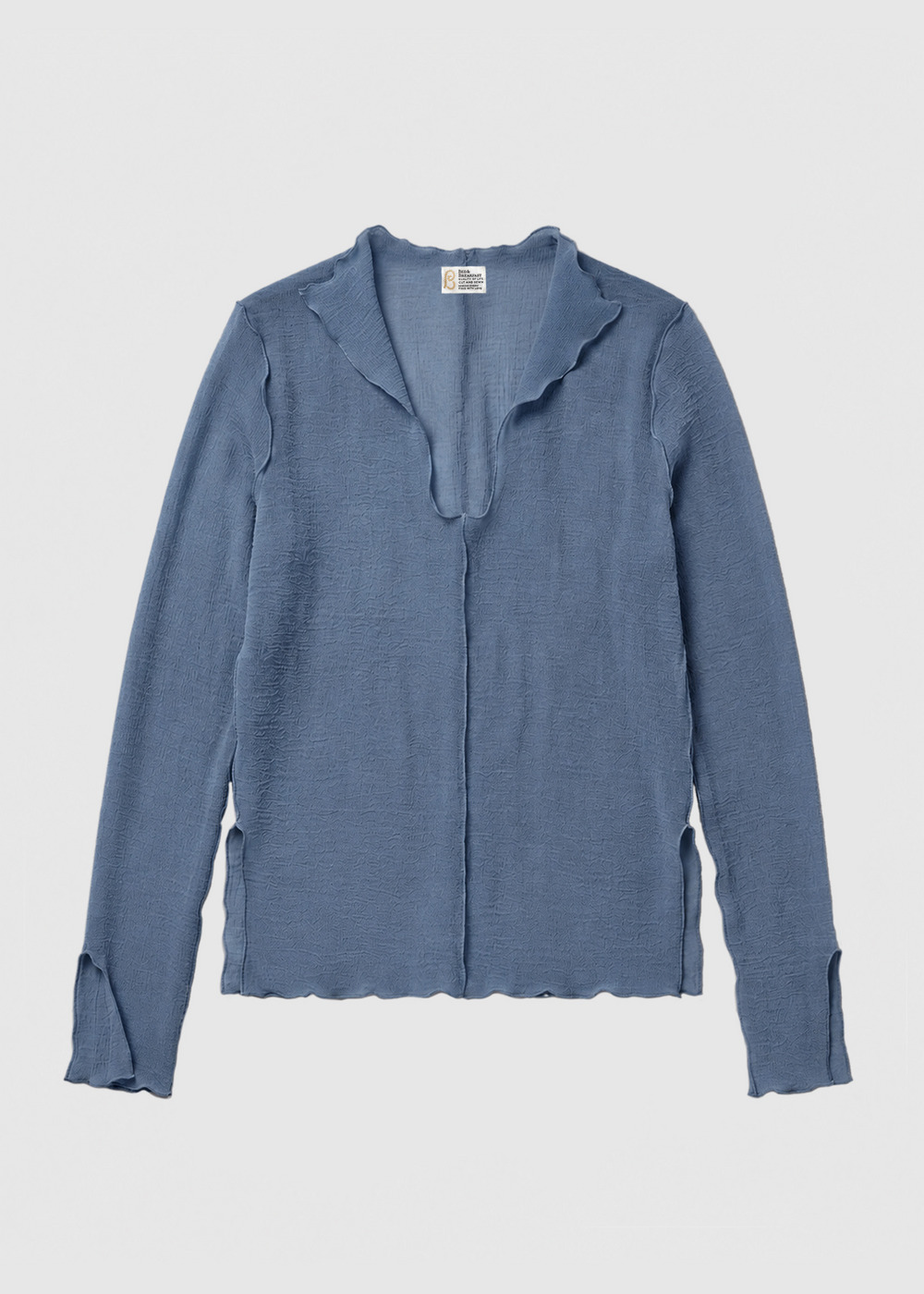Sheer Crepe Key Neck Top 詳細画像 BLUE 1