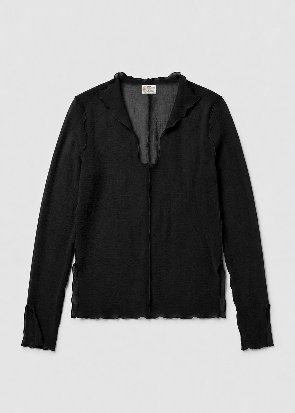 Sheer Crepe Key Neck Top 詳細画像 BLACK 1